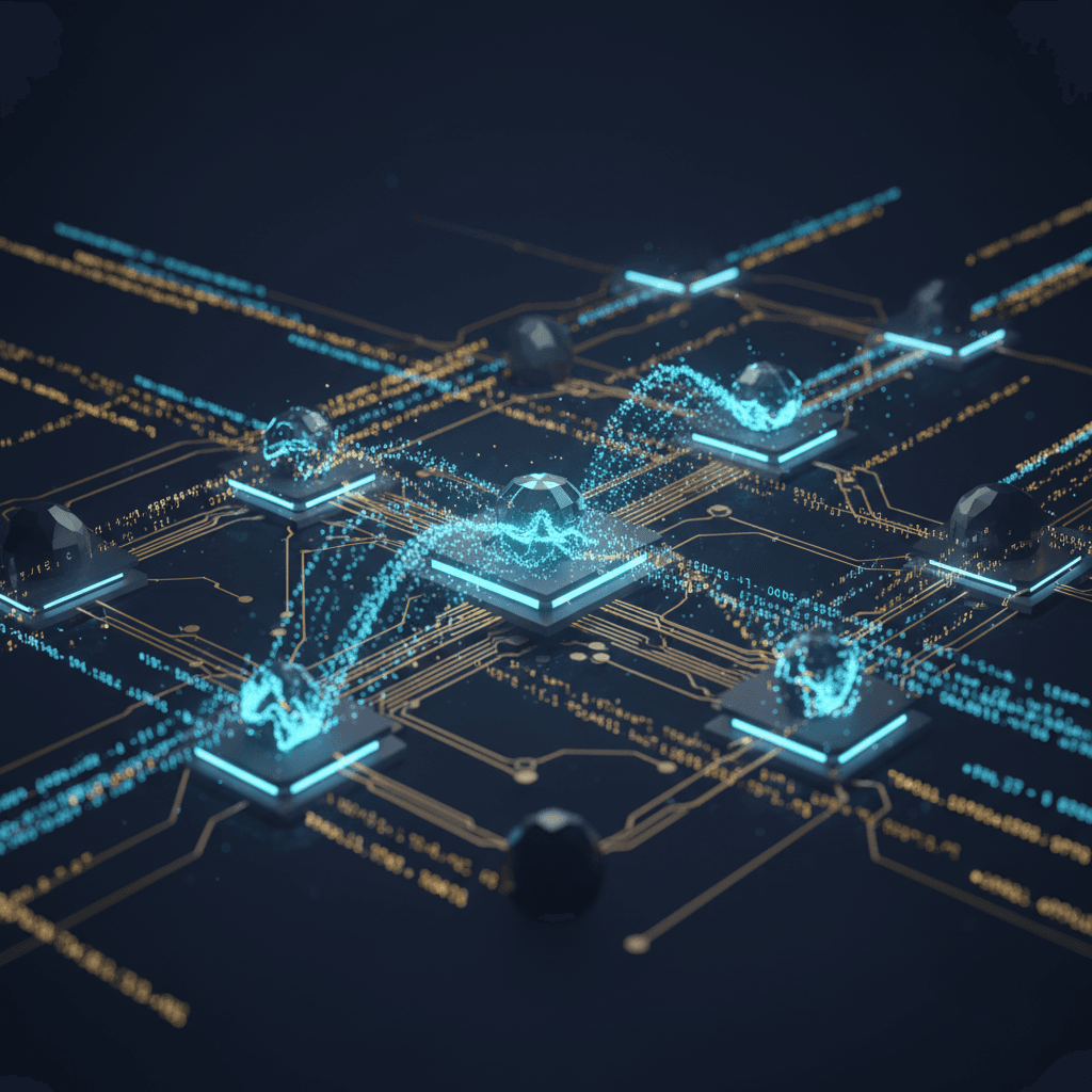 AI neural network analysing trading data patterns with highlighted insights