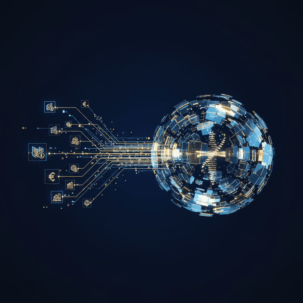 Automated data pipeline flowing from multiple broker icons into ACE
