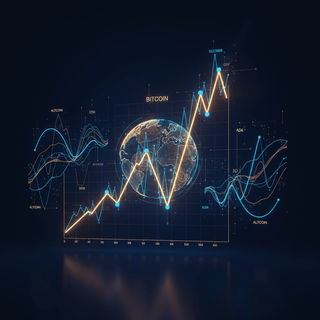 Crypto analytics dashboard with Bitcoin and altcoin performance charts