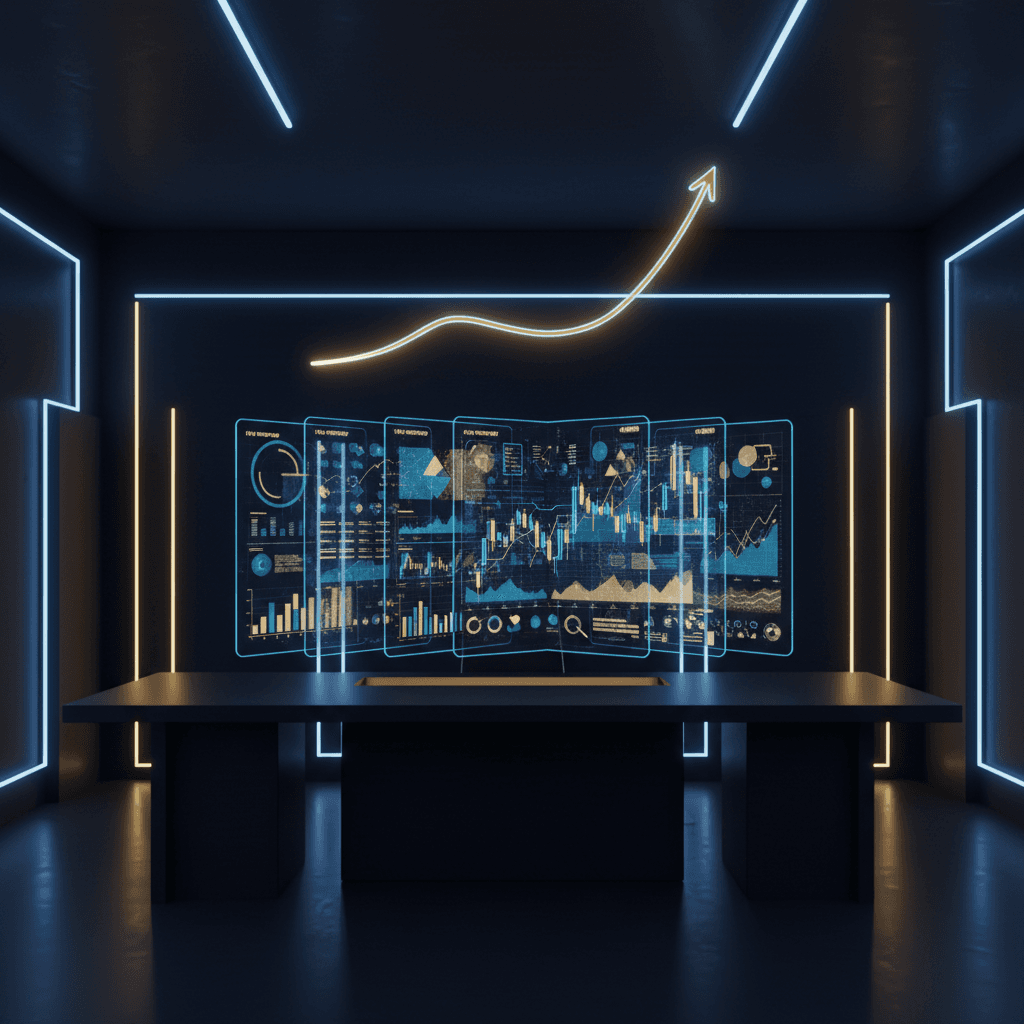 Portfolio builder combining multiple trading strategies into one unified view with rising equity curve