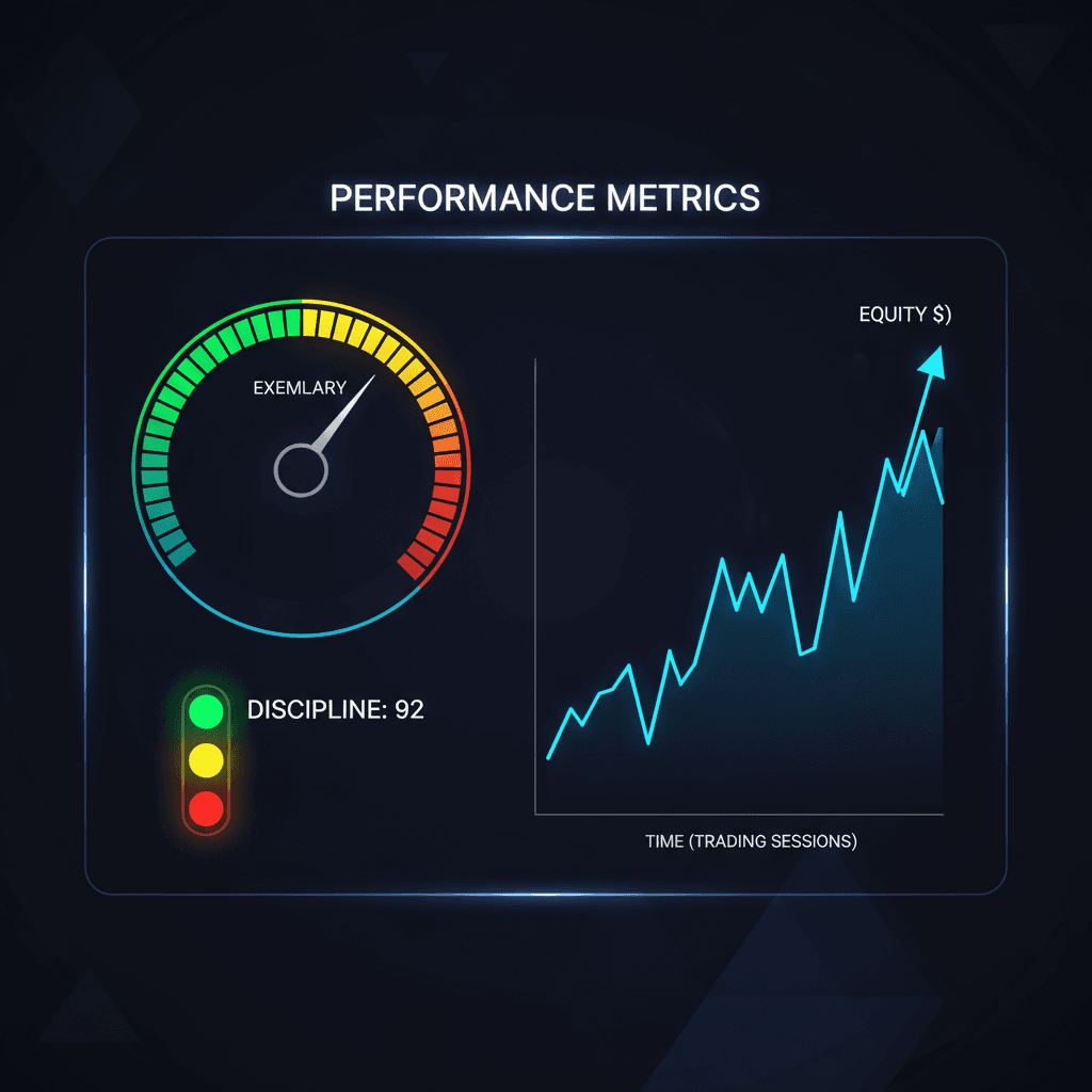 Discipline scorecard showing rule compliance percentages and process metrics